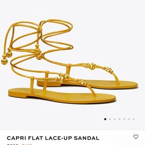 TORY BURCH CAPRI FLAT LACE-UP SANDAL  5.5